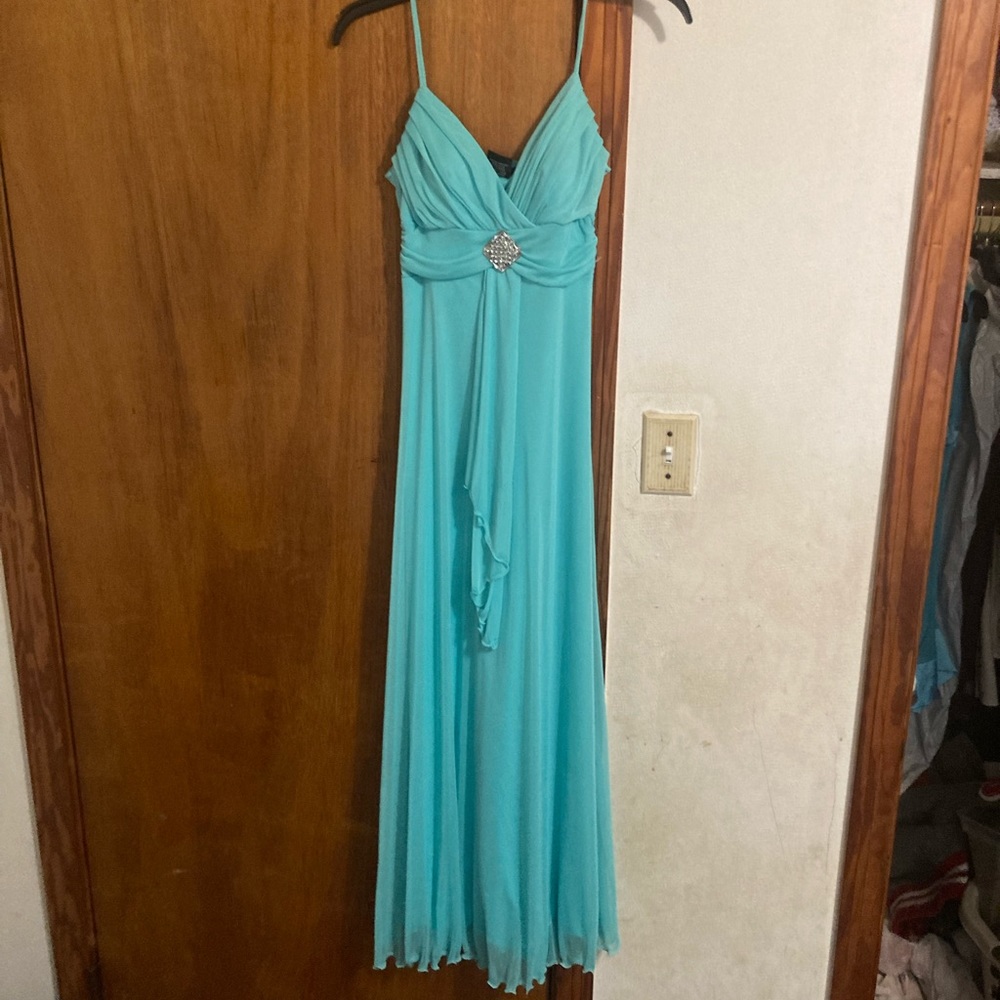 B. Smart light blue dress—can be used for weddings or prom